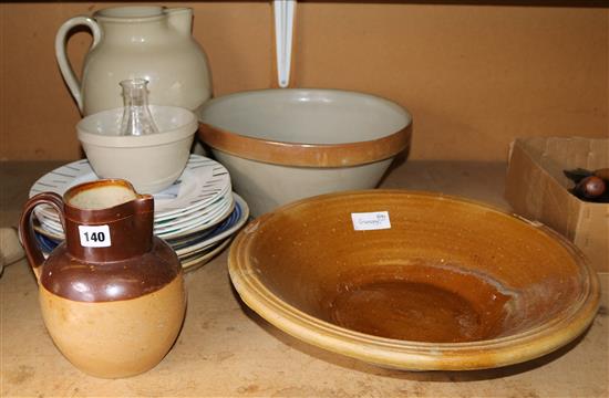 Pottery water jug & mixed pottery